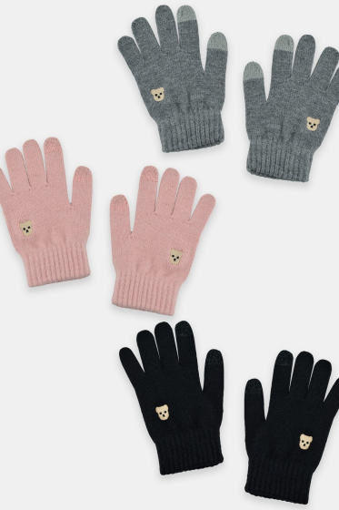 Rękawiczki Noviti RZ081 dziewczęce 5P akryl miś 14-16 cm
