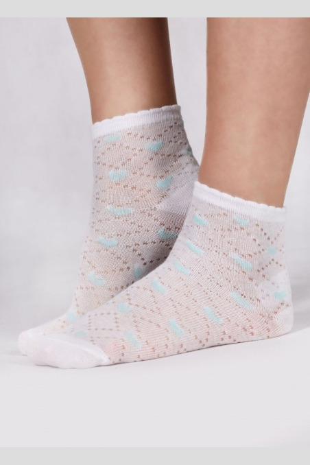 Skarpety YO! SKL-0014 dziewczęce wzór ażurowe w serduszka