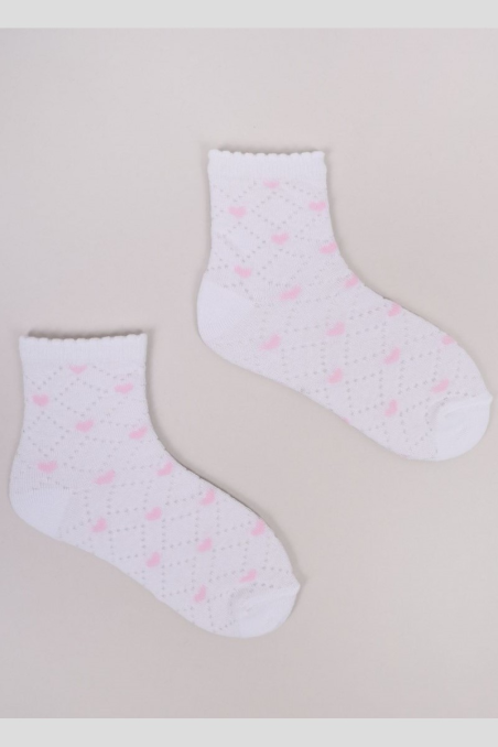 Skarpety YO! SKL-0014 dziewczęce wzór ażurowe w serduszka