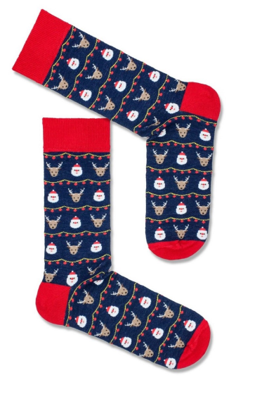 Skarpety Milena 1290-016 świąteczne Renifery, Mikołaje i Lampki 38-46