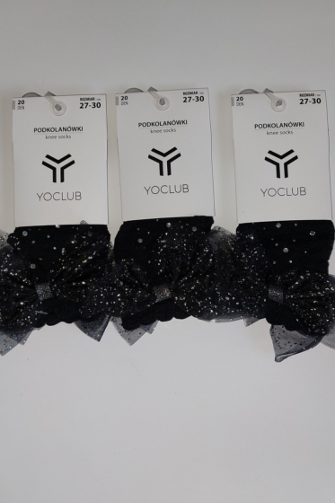 Podkolanówki YO! SKA-0228 dziewczęce z kokardką i jetami