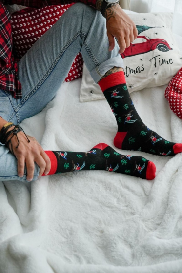Skarpety Milena 1290-031 świąteczne Renifer na nartach 38-46