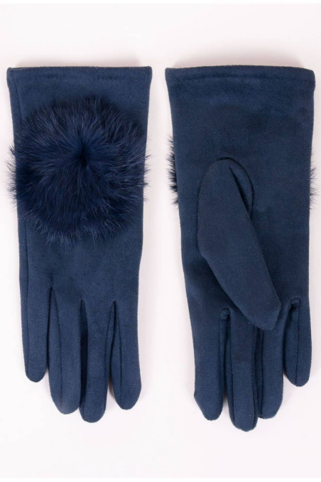 Rękawiczki YO! damskie zamszowe z pomponem R-059