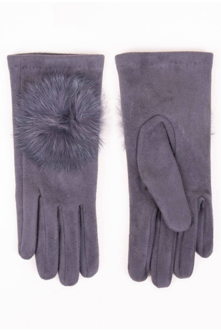 Rękawiczki YO! damskie zamszowe z pomponem R-059