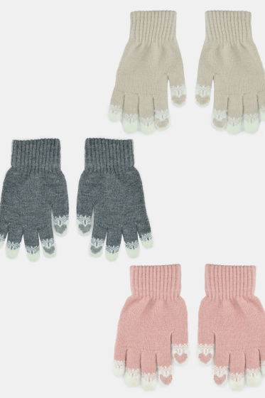 Rękawiczki Noviti RZ085 dziewczęce 5P puchate pojedyn haft