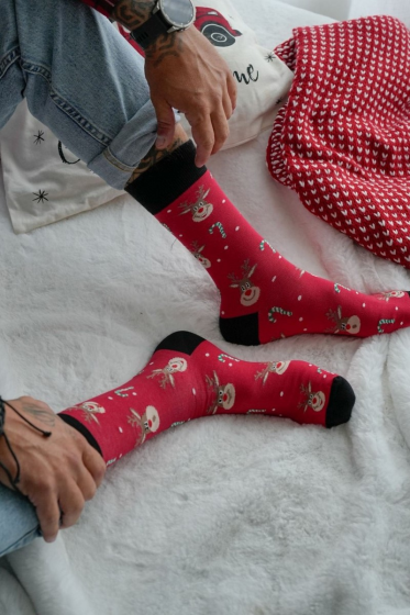 Skarpety Milena 1290-029 świąteczne Renifer i Cukrowe laski 38-46