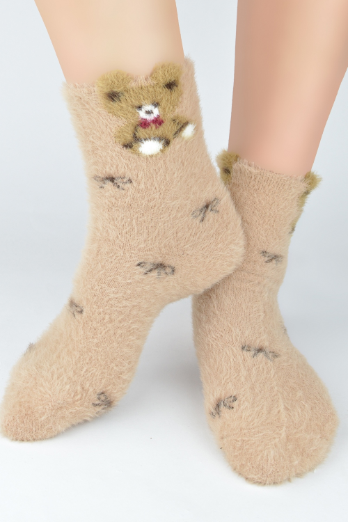 Skarpety Noviti SP006 puchate kokardki miś 36-41