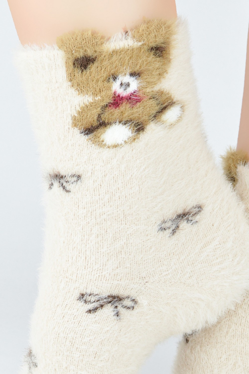 Skarpety Noviti SP006 puchate kokardki miś 36-41