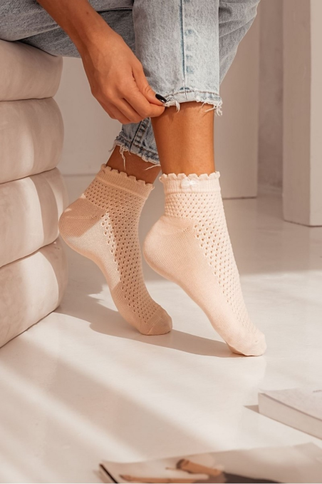 Skarpety Milena 1115 ażurowe z kokardką 37-41
