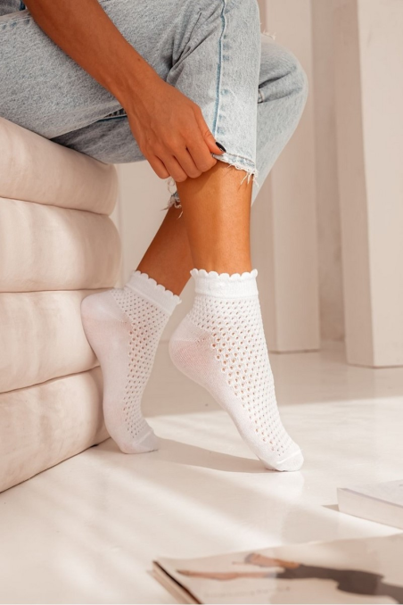 Skarpety Milena 1115 ażurowe z kokardką 37-41