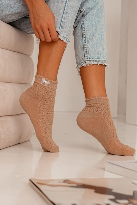 Skarpety Milena 1115 ażurowe z kokardką 37-41