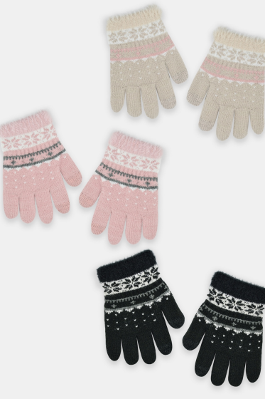 Rękawiczki Noviti RZ083 dziewczęce 5P puchate  podwójny haft