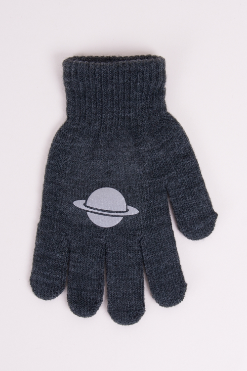 Rękawiczki YO! 5P chłopięce akrylowe z odblaskiem R-237