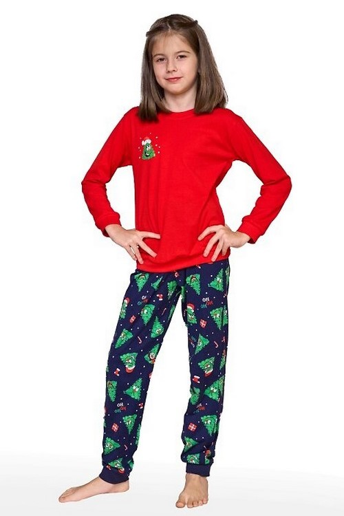 Piżama Cornette Young Girl 592/182 Christmas Tree dł/r 134-164