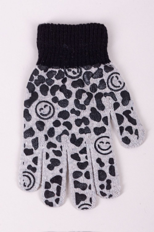 Rękawiczki YO! R-0009G  dziewczęce 5P wełniane z ABS