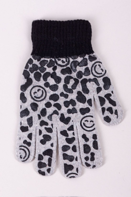 Rękawiczki YO! R-0009G  dziewczęce 5P wełniane z ABS