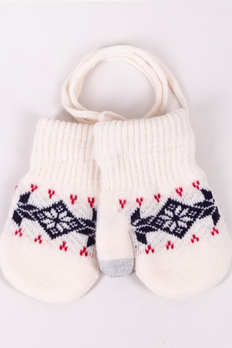 Rękawiczki YO! R-0020G dziewczęce  1P ocieplone wzór norweski , dotyk.