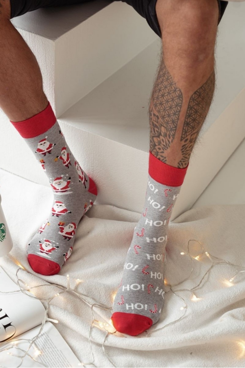 Skarpety Milena 1290-020 świąteczne Mikołaje Ho Ho Ho 38-46