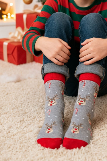 Skarpety Milena 1306-010 świąteczne Renifer i Cukrowe laski 29-37