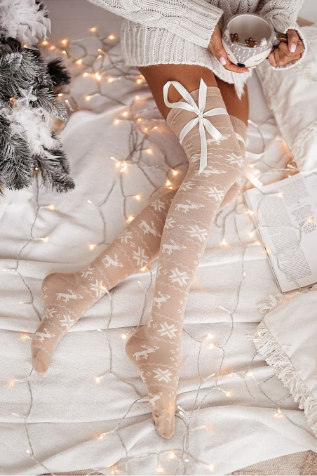 Zakolanówki Milena 1139-000 ze wstążką 37-41