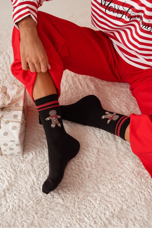 Skarpety Milena 1283-026 świąteczne Duży Ciastek z paskami 37-41