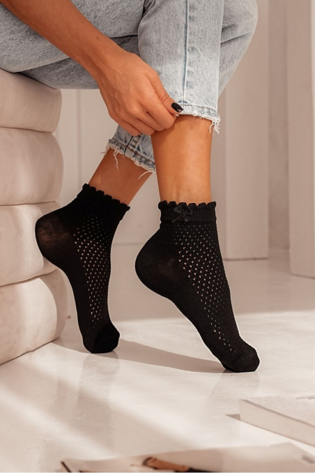 Skarpety Milena 1115 ażurowe z kokardką 37-41