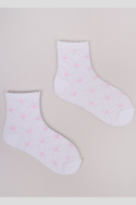 Skarpety YO! SKL-0014 dziewczęce wzór ażurowe w serduszka