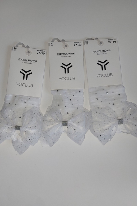 Podkolanówki YO! SKA-0228 dziewczęce z kokardką i jetami