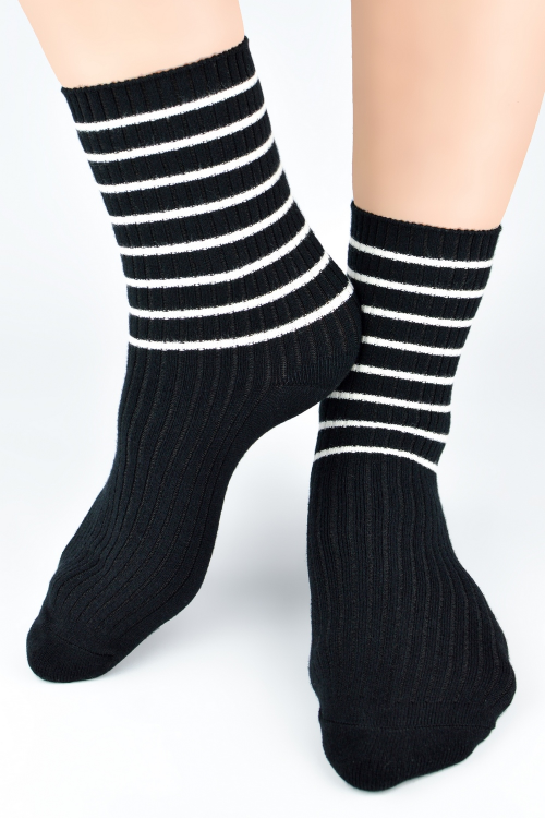 Skarpety Noviti SB140 z wełną paski 36-41