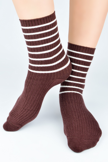 Skarpety Noviti SB140 z wełną paski 36-41
