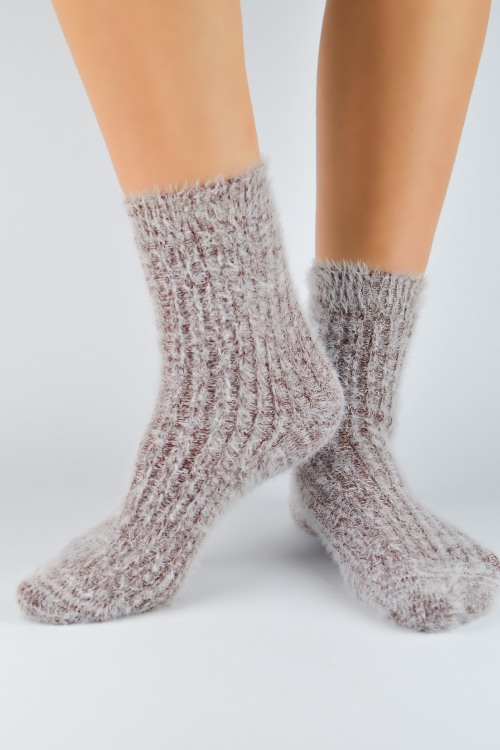 Skarpety Noviti SB038 Puchate w prążek  damskie