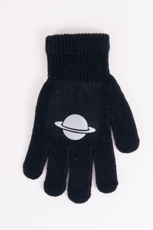 Rękawiczki YO! 5P chłopięce akrylowe z odblaskiem R-237