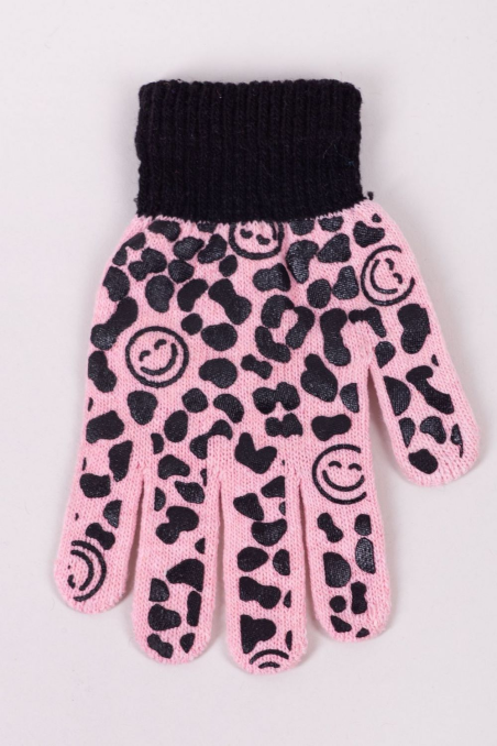 Rękawiczki YO! R-0009G  dziewczęce 5P wełniane z ABS