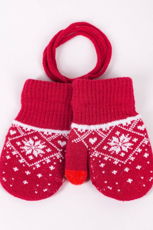 Rękawiczki YO! R-0020G dziewczęce  1P ocieplone wzór norweski , dotyk.