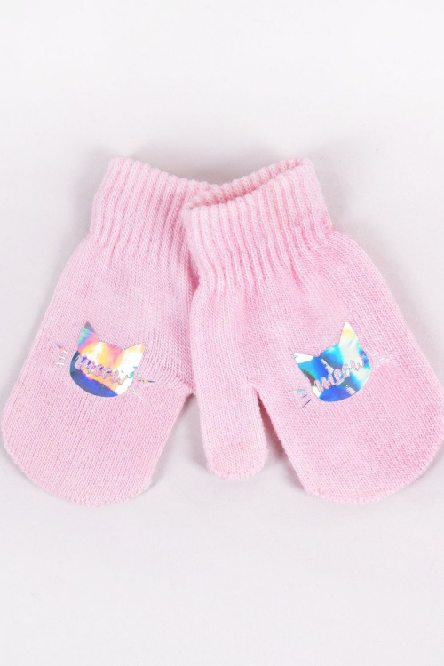 Rękawiczki YO! R-0236G dziewczęce  1P akrylowe ze sznurkiem