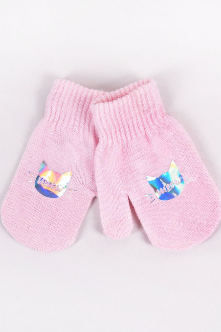 Rękawiczki YO! R-0236G dziewczęce  1P akrylowe ze sznurkiem