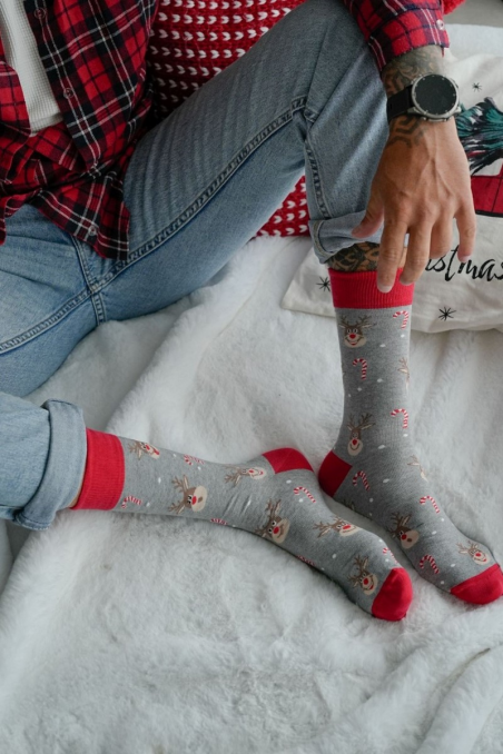 Skarpety Milena 1290-029 świąteczne Renifer i Cukrowe laski 38-46
