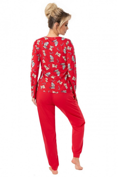 Piżama  Donna  Bear  Long Red dł/r   S-XXL