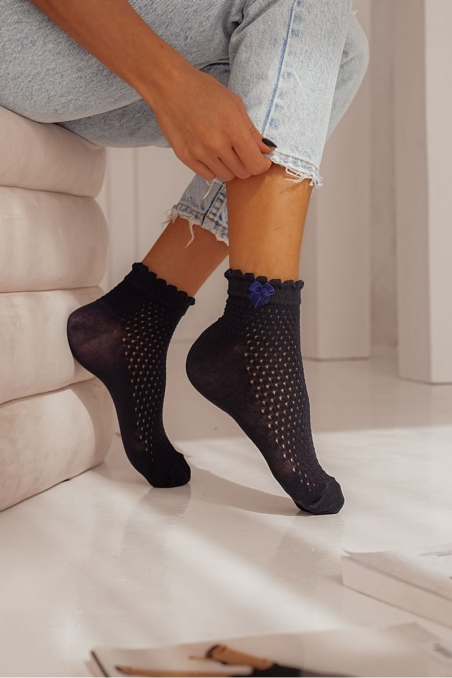 Skarpety Milena 1115 ażurowe z kokardką 37-41