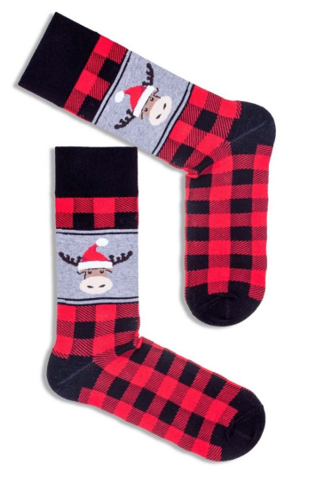 Skarpety Milena 1290-002 świąteczne Krata i Renifer 38-46