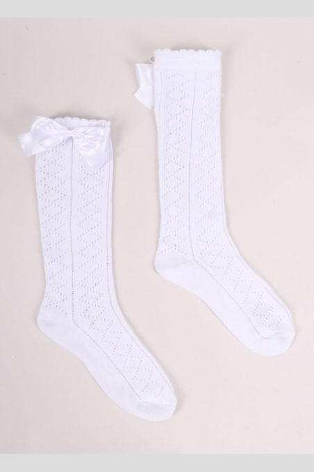 Podkolanówki YO! SKL-0026 dziewczęce ażurowe z kokardką