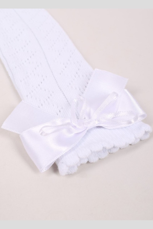 Podkolanówki YO! SKL-0026 dziewczęce ażurowe z kokardką