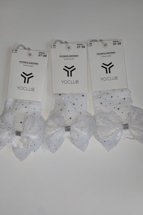 Podkolanówki YO! SKA-0228 dziewczęce z kokardką i jetami